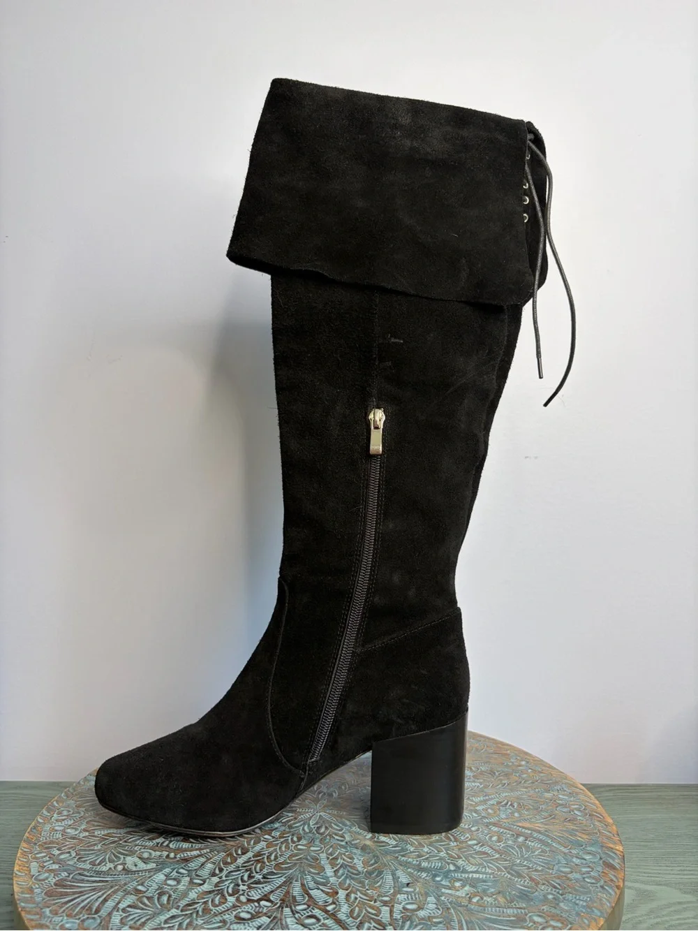 Like New! Anthropologie Matiko Black Suede Over-The-Knee Boots Size 38